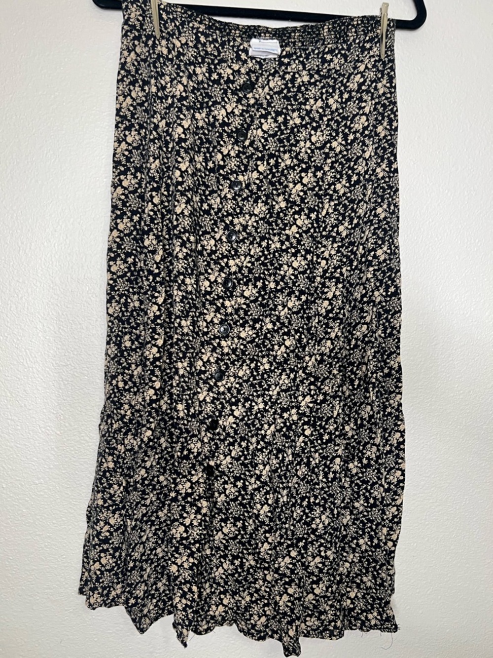 Black Floral Midi Skirt - Women's Lightweight Summer Skirt